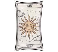 furn. Celestial Stories Feather Filled Cushion - Sun Tarot Inspired Velvet Embroidered Decorative Cushion (Linen/Black - 30x50cm)