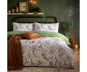 Furn Celestial Stories Reversible Printed Duvet Cover Set - Green - Double - Green - 52% Polyester/48% Cotton