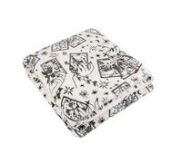 furn. Celestial Stories Throw - Mystical Hand Painted Botanical Tarrot Card Sherpa Fleece Blanket (Green - 130x180cm)