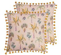 furn. Chamae Floral Tasselled Feather Filled Cushion - Twin Pack