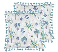 furn. Chamae Floral Tasselled Feather Filled Cushion - Twin Pack, Lilac, 50 x 50cm