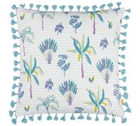 Furn. Chamae Floral Tasselled Feather Rich Cushion