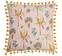 Furn. Chamae Floral Tasselled Feather Rich Cushion