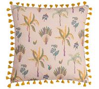 furn. Chamae Polyester Filled Cushion - Botanical Floral Desert Tassel Trim Decorative Pillow (Coral - 50x50cm)