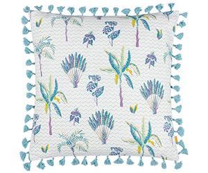 furn. Chamae Polyester Filled Cushion - Botanical Floral Desert Tassel Trim Decorative Pillow (Lilac - 50x50cm)