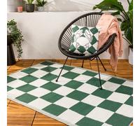 Furn. Checkerboard Recycled Woven Jacquard Outdoor Rug