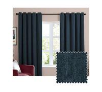 Furn Chenille Blackout Curtains - Navy - 117cm x 183cm - Navy - 100% Polyester