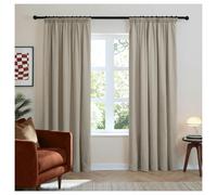 Furn Chenille Lined Pencil Pleat Curtains - Natural - Natural - 229cm x 168cm