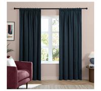 Furn Chenille Lined Pencil Pleat Curtains - Navy - 183cm x 117cm - Navy - 100% Polyester
