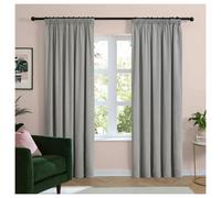 Furn Chenille Lined Pencil Pleat Curtains - Silver - 137cm x 229cm - Silver - 100% Polyester