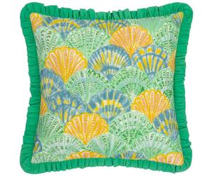 Furn. Clam Shells Frilled Feather Filled Cushion