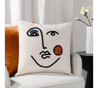 furn. Cleo Ginger Navy Linear Woven Cushion - Size: 45 x 45cm - Multi - Wilko