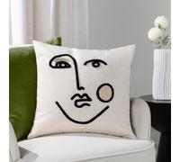 Furn Cleo Linear Crewel Embroidered Cushion In Pink