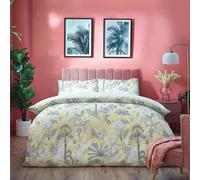 Furn Colony Palm Duvet Cover Set - Yellow - Superking - Yellow - 50% Cotton/50% Polyester