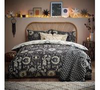 furn. Constellation Duvet Cover Set - Celestial Galaxy Print with Stars & Moons, Reversible Polycotton Bedding (Charcoal/Cream - Single)