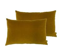 furn. Contra Feather Filled Cushions (Twin Pack), Polyester, Linen, Mustard