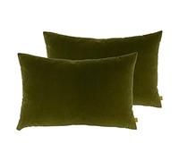 furn. Contra Twin Pack Feather Filled Cushions, Olive, 40 x 60cm