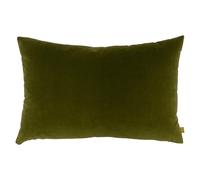furn. Contra Feather Filled Cushion - Luxuriously Soft Velvet Pillow With Plain Reverse (Olive - 40x60cm)