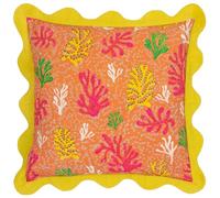 furn. Coral Polyester Filled Cushion Cover - Coastal Reef Scalloped Trim Decorative Pillow (Citronelle - 50x50cm)