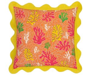 furn. Coral Polyester Filled Cushion Cover - Coastal Reef Scalloped Trim Decorative Pillow (Citronelle - 50x50cm)