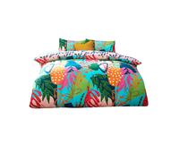 Furn Coralina Palm Leaf Duvet Cover Set - Multicoloured - Single - Multicoloured - 50% Cotton/50% Polyester
