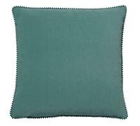 furn. Cosmo Cushion Cover - Soft Velvet Pom Pom Trim Decorative Case (Blue - 45x45cm)
