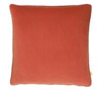 furn. Cosmo Polyester Filled Cushion - Soft Velvet Pom Pom Trim Decorative Pillow (Grey - 30x50cm)