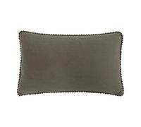 furn. Cosmo Polyester Filled Cushion - Soft Velvet Pom Pom Trim Decorative Pillow (Grey - 30x50cm)