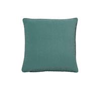 Furn Cosmo Soft Velvet Pom Pom Trimmed Cushion In Blue Blue 45cm x 45cm
