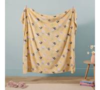 furn. Country Bee Throw - Soft Fleece Floral Print Blanket (Honey - 130x150cm)