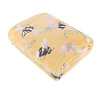 furn. Country Bee Throw - Soft Fleece Floral Print Blanket (Honey - 130x150cm)