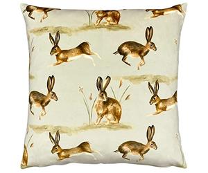 furn. Country Running Hares Polyester Filled Cushion, Taupe, 43 x 43cm