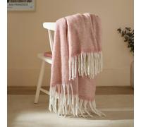 furn. Cozy Throw - Soft Textured Woven Blanket with Tassels (Pink - 140x180cm)