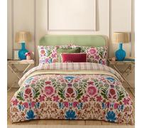 furn. Curious Lotus Exotic Floral Duvet Cover Set - Reversible Bedding (Linen - Double)