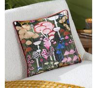 Amanita Abstract Mushroom Velvet Piped Cushion Furn Green 43cm x 43cm