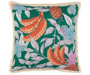 Furn Cypressa Floral Mosaic Cushion Cover - Teal - 50cm x 50cm - Teal - 100% Cotton