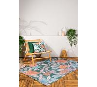 Furn. Cypressa Jade Washable Indoor Outdoor Rug Green/Pink/Orange
