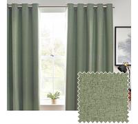furn. Dawn Textured Blackout Eyelet Curtains - Thermal Lined Pair (Eucalyptus - Width 229 x Drop 137cm)