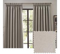 furn. Dawn Textured Blackout Pencil Pleat Curtains - Thermal Lined Pair (Linen - Width 168 x Drop 137cm)