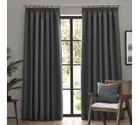 furn. Dawn Textured Blackout Pencil Pleat Curtains - Thermal Lined Pair (Charcoal - Width 168 x Drop 137cm)