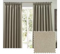 furn. Dawn Natural Blackout Pencil Pleat Curtains 168 x 183cm - Size: W 168 x D 183cm - Brown - Wilko