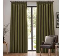 furn. Furn. Dawn Blackout Pencil Pleat Curtain Pair Olive 117 X 183Cm, Green