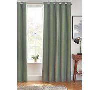 Furn Dawn Textured Blackout Eyelet Curtains – Thermal Lined Pair (Eucalyptus, 168×137 cm)