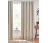 Furn Dawn Textured Blackout Eyelet Curtains Linen 168cm width 183cm drop, Cream