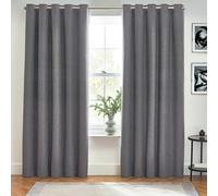 Furn Dawn Eyelet Curtains - Charcoal - 72in x 90in - Charcoal - 100% Polyester