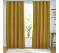 Furn Dawn Eyelet Curtains - Mustard - 46in x 72in - Mustard - 100% Polyester