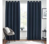 furn. Dawn Textured Blackout Eyelet Curtains (Midnight - 117 x 137cm) | Thermal lining and textured fabric help reduce light and draughts while adding depth to windows
