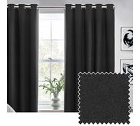 furn. Dawn Textured Blackout Eyelet Curtains - Thermal Lined Pair (Black - Width 117 x Drop 137cm)