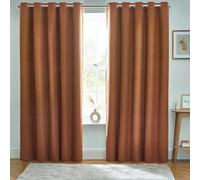 furn. Dawn Textured Blackout Eyelet Curtains - Thermal Lined Pair (Brick - Width 168 x Drop 229cm)