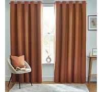 furn. Dawn Textured Blackout Eyelet Curtains - Thermal Lined Pair (Brick - Width 229 x Drop 137cm)